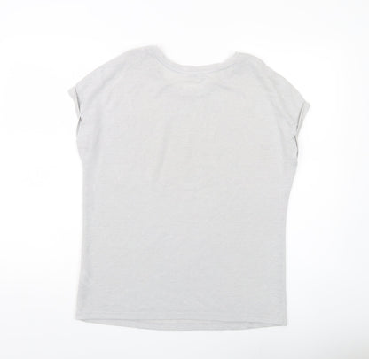 Tu Women Grey Sequin Shoulder Crew Neck T-Shirt Size 14