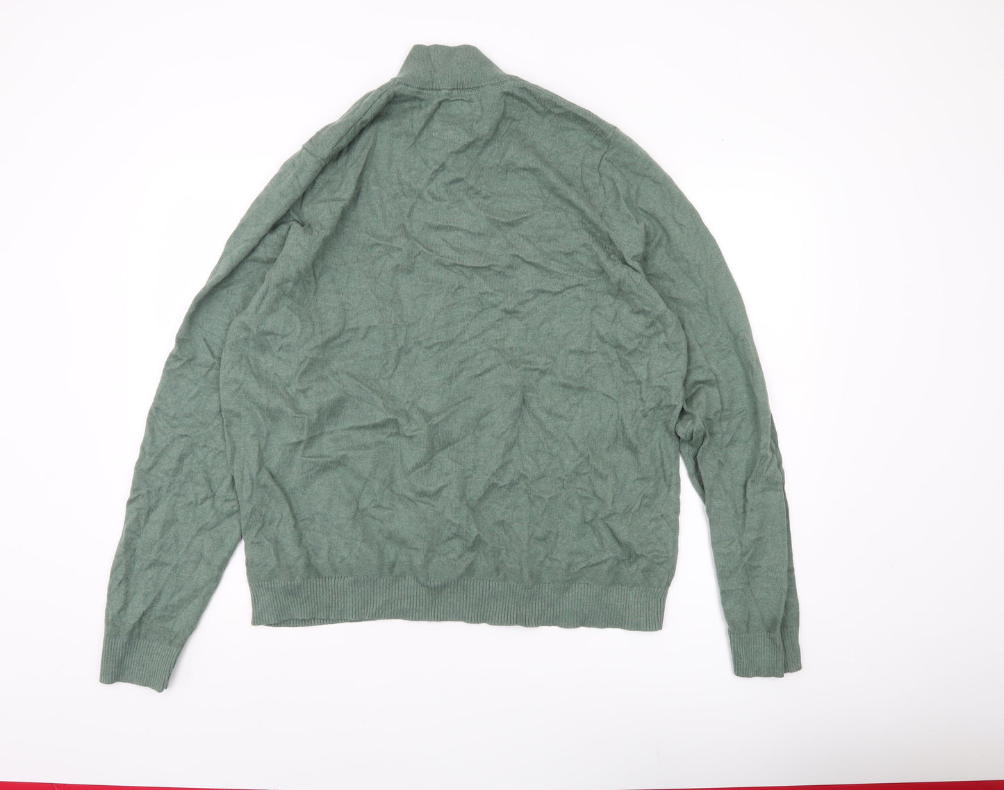 Fat Face Men's Green 2XL Pullover Half Zip Jumper Cotton Linen