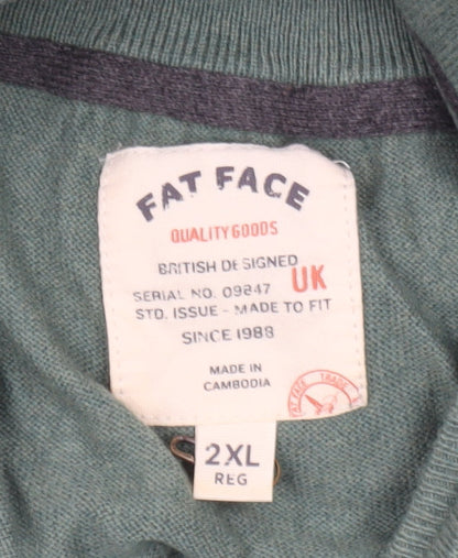 Fat Face Men's Green 2XL Pullover Half Zip Jumper Cotton Linen
