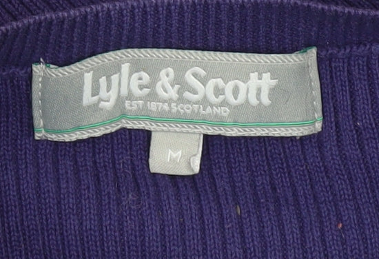 Lyle & Scott Men's Blue Argyle V-Neck Cotton Jumper Size M