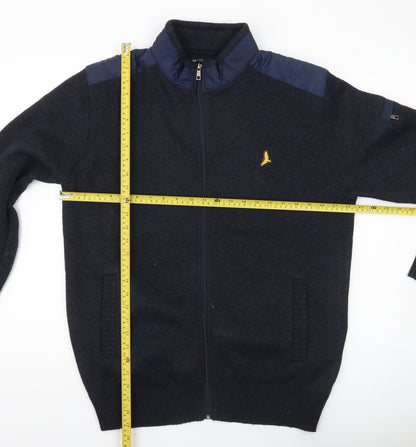 Brave Soul Mens Blue XL Full Zip High Neck Jumper with Logo