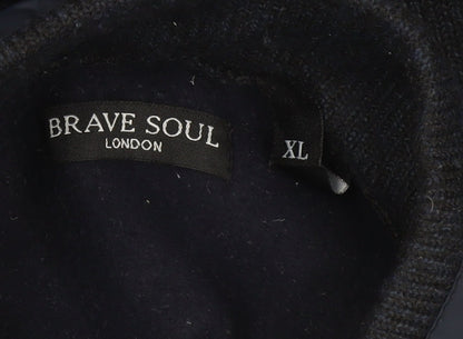 Brave Soul Mens Blue XL Full Zip High Neck Jumper with Logo