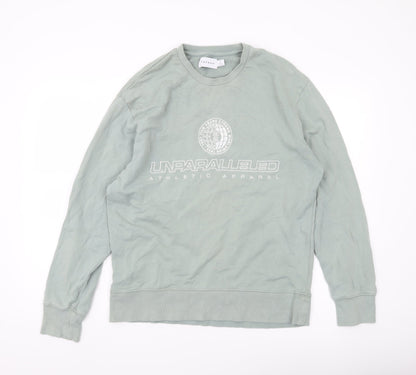 Topman Men’s Green Sweatshirt Size S Crew Neck Graphic Pullover