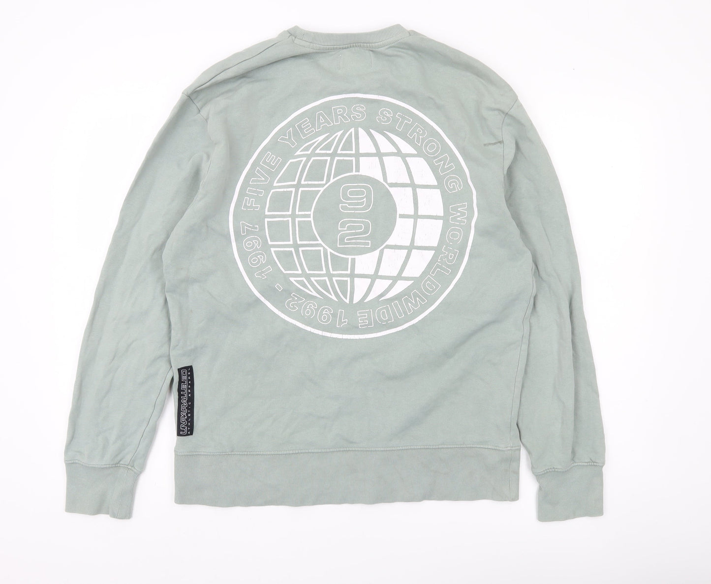 Topman Men’s Green Sweatshirt Size S Crew Neck Graphic Pullover