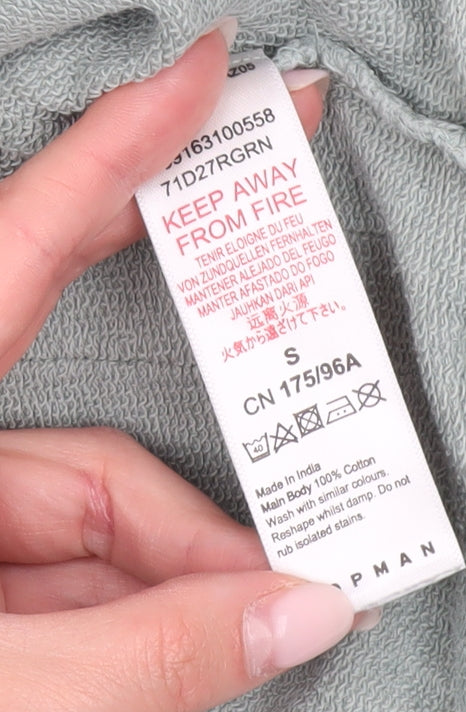 Topman Men’s Green Sweatshirt Size S Crew Neck Graphic Pullover