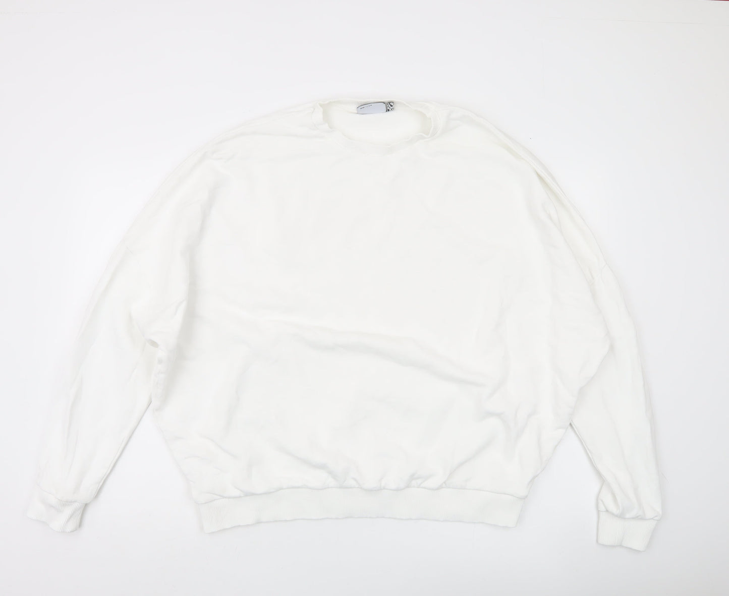 Womens UK Size L ASOS DESIGN White Pullover Sweatshirt