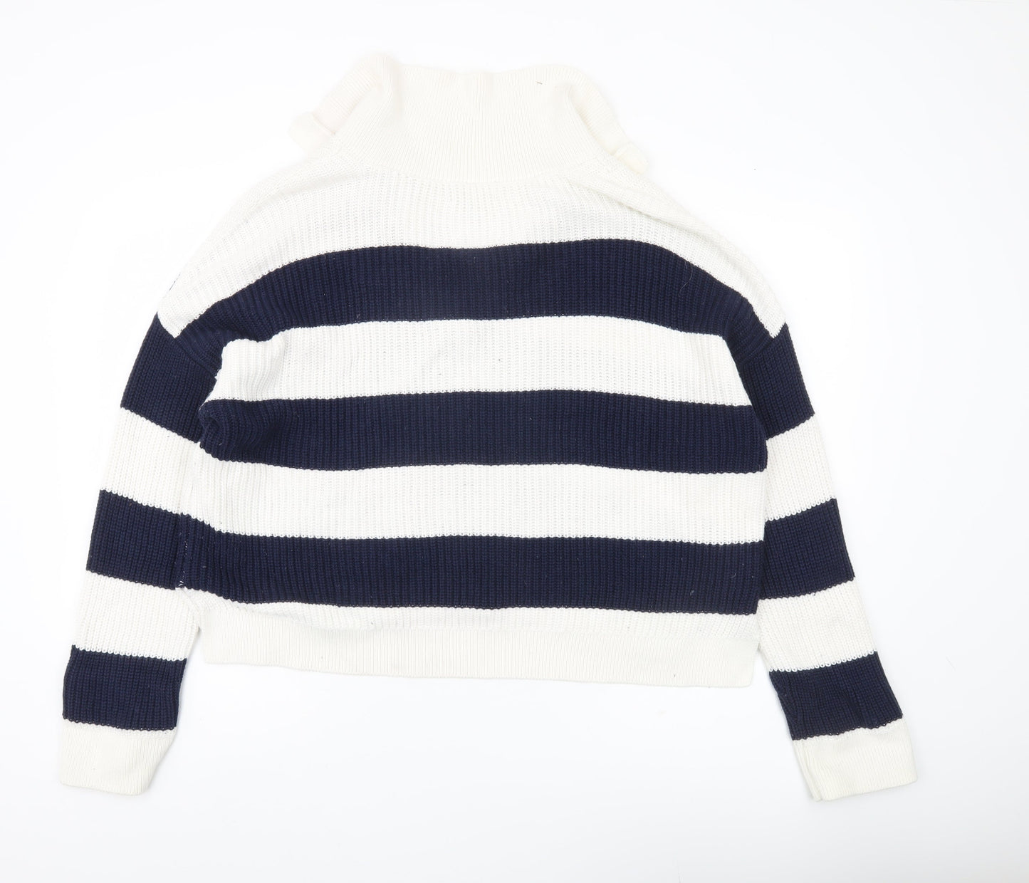 Abercrombie & Fitch Women’s Blue White Striped Collared Jumper L