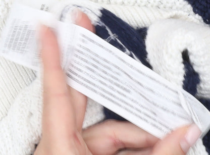 Abercrombie & Fitch Women’s Blue White Striped Collared Jumper L