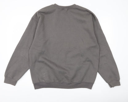 Missguided Unisex Grey College Michigan Sweatshirt Size L Crew Neck