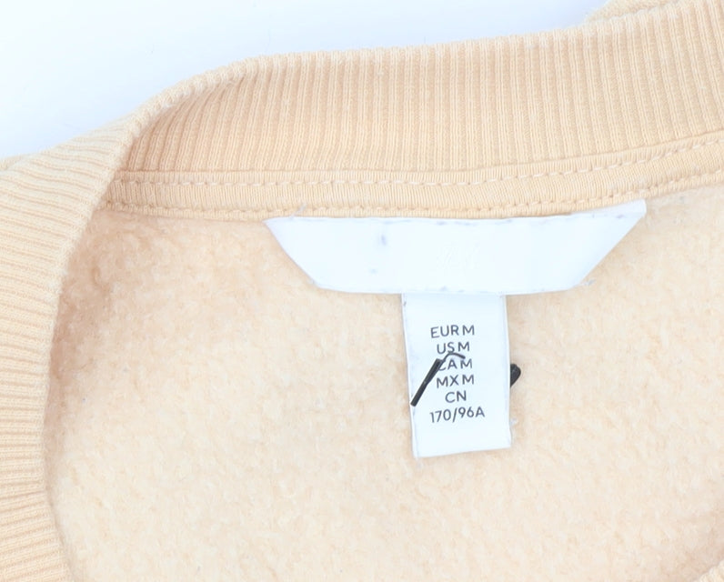 H&M Women’s Beige Cropped Sweatshirt Size 12 Drawstring Crew Neck