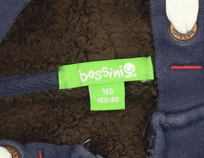 Bossini Boys Blue Full Zip Hoodie 14 Years Lined Hooded Casual Jacket