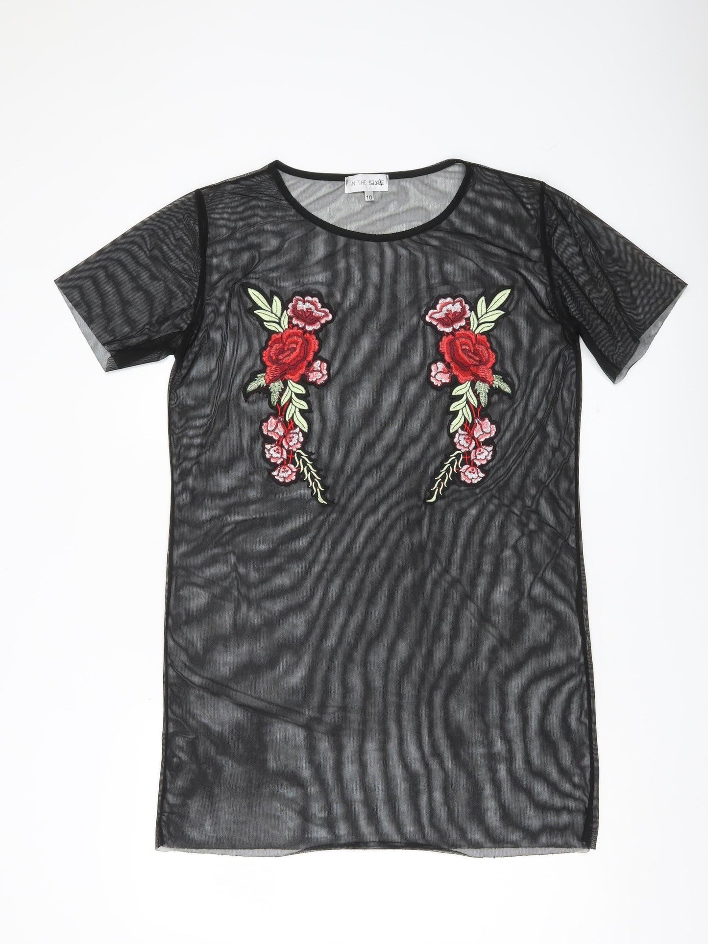 Womens UK Size 10 In the Style Black Tunic T-Shirt