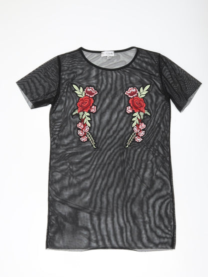 Womens UK Size 10 In the Style Black Tunic T-Shirt