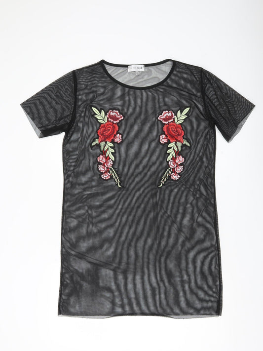 Womens UK Size 10 In the Style Black Tunic T-Shirt
