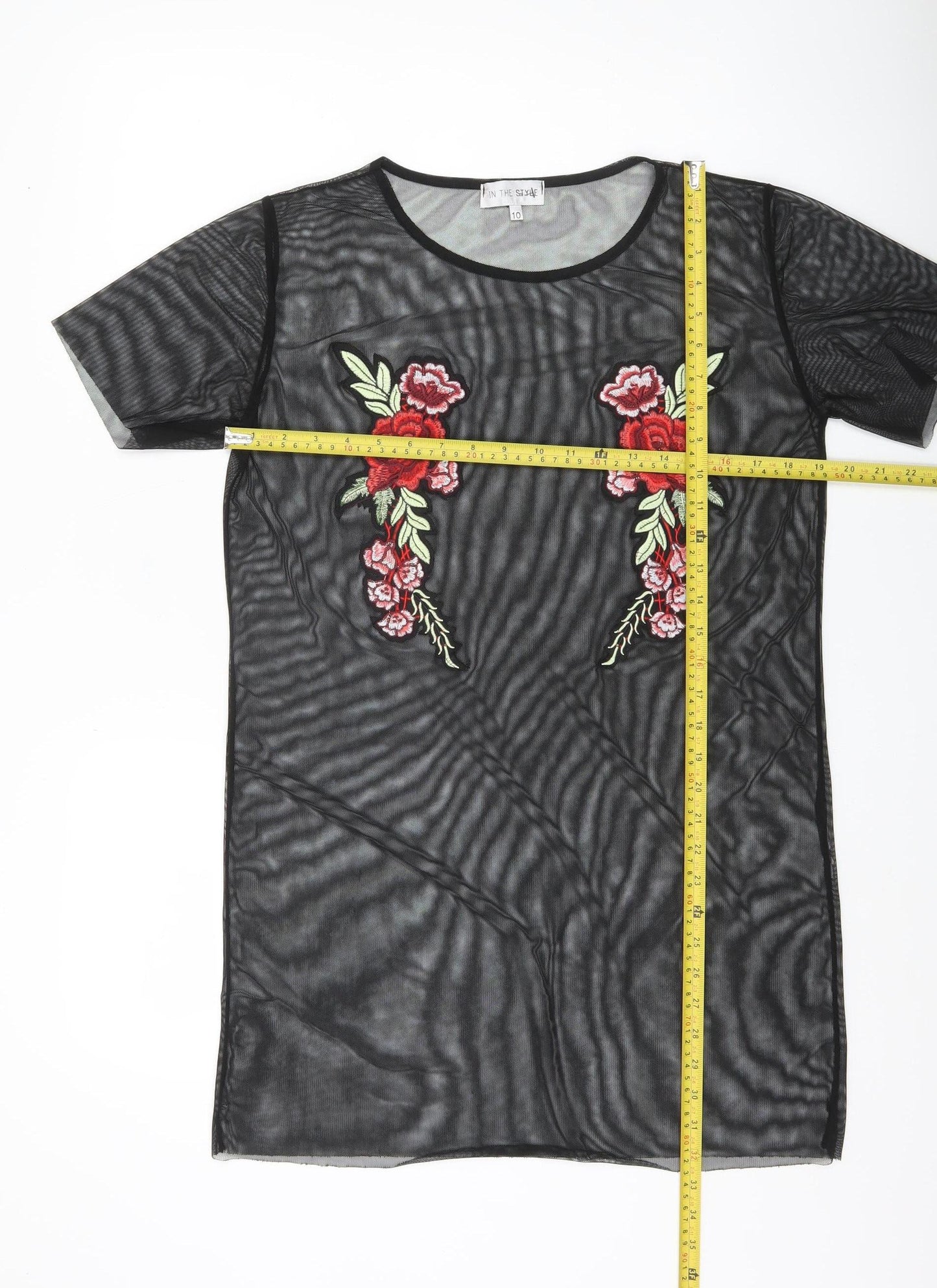 Womens UK Size 10 In the Style Black Tunic T-Shirt