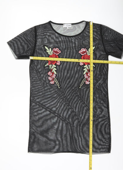 Womens UK Size 10 In the Style Black Tunic T-Shirt