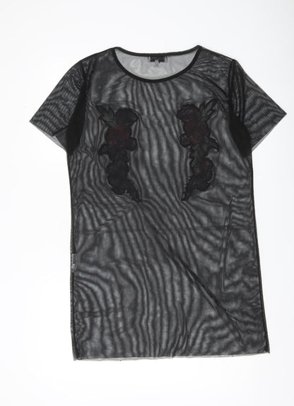 Womens UK Size 10 In the Style Black Tunic T-Shirt