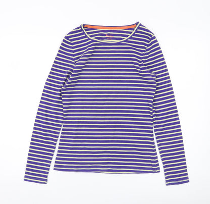 Boden Women Blue Striped Long Sleeve Cotton Stretch T-Shirt UK 12