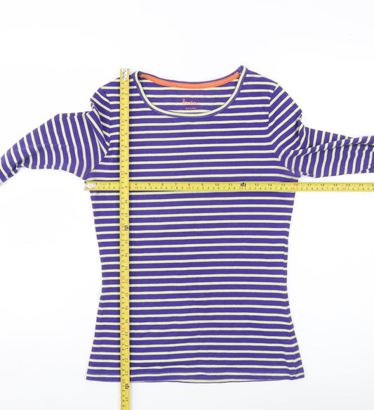 Boden Women Blue Striped Long Sleeve Cotton Stretch T-Shirt UK 12