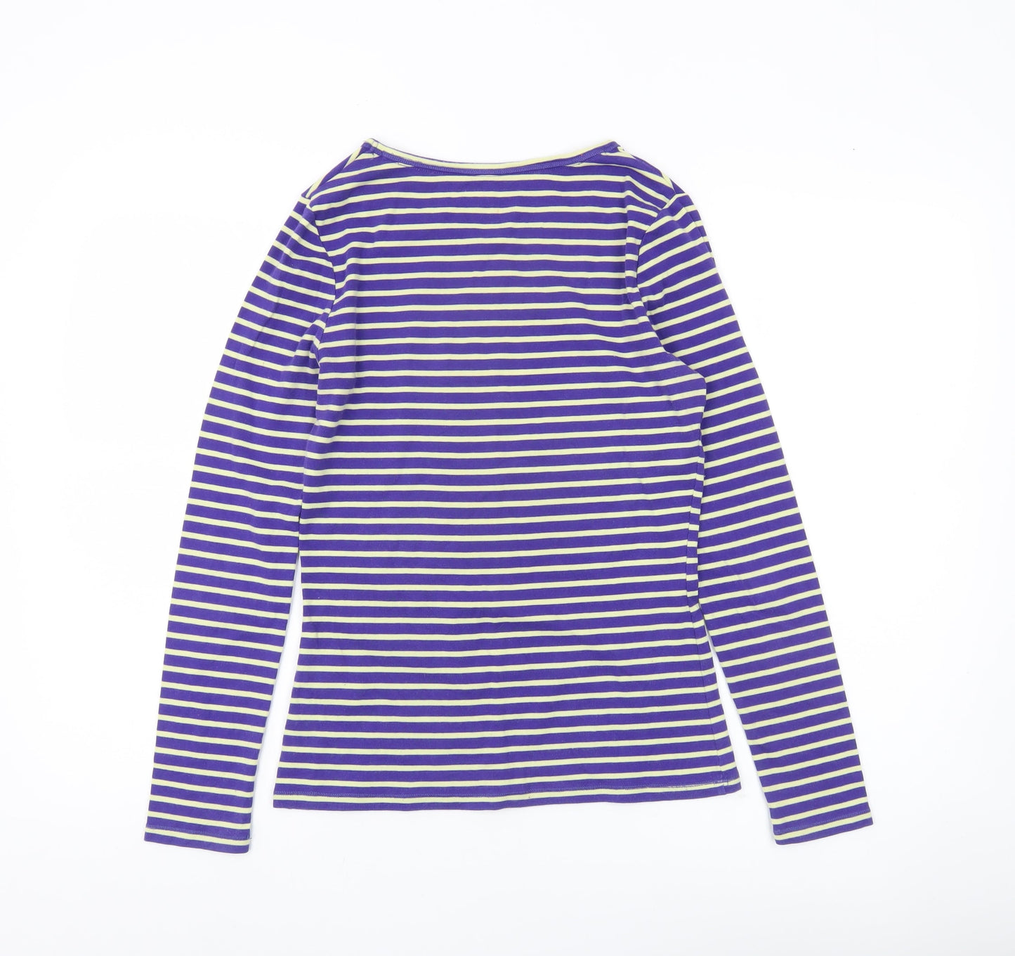 Boden Women Blue Striped Long Sleeve Cotton Stretch T-Shirt UK 12