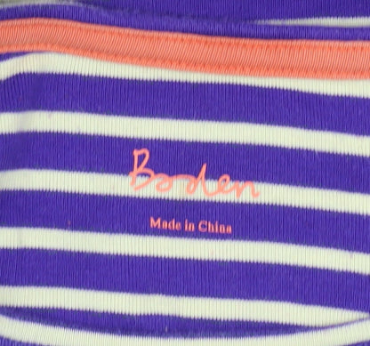 Boden Women Blue Striped Long Sleeve Cotton Stretch T-Shirt UK 12