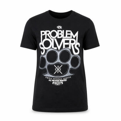 Front view of 10.Deep unisex adults black medium graphic print cotton t-shirt