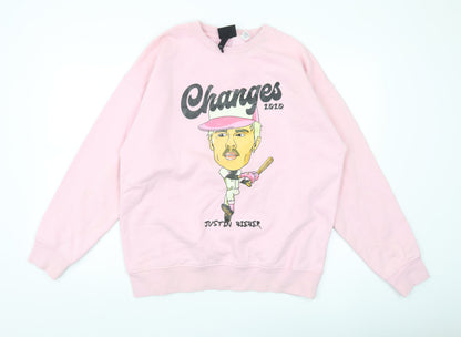 Mens UK Size M H&M Pink Pullover Sweatshirt