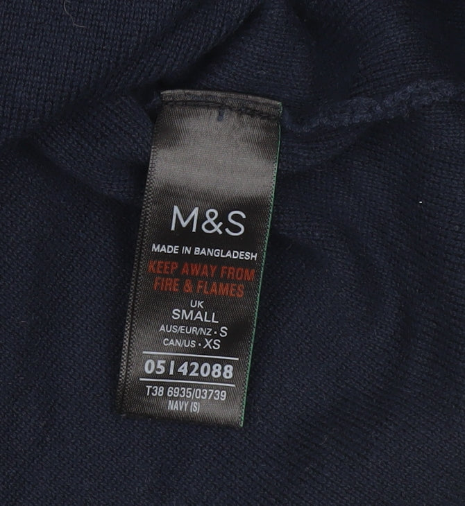 Marks and Spencer Womens Small Navy Blue Cotton Pullover Jumper