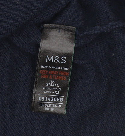 Marks and Spencer Womens Small Navy Blue Cotton Pullover Jumper