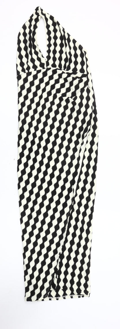 ASOS DESIGN Women’s Black White Halter Bodycon Midi Dress Size 10