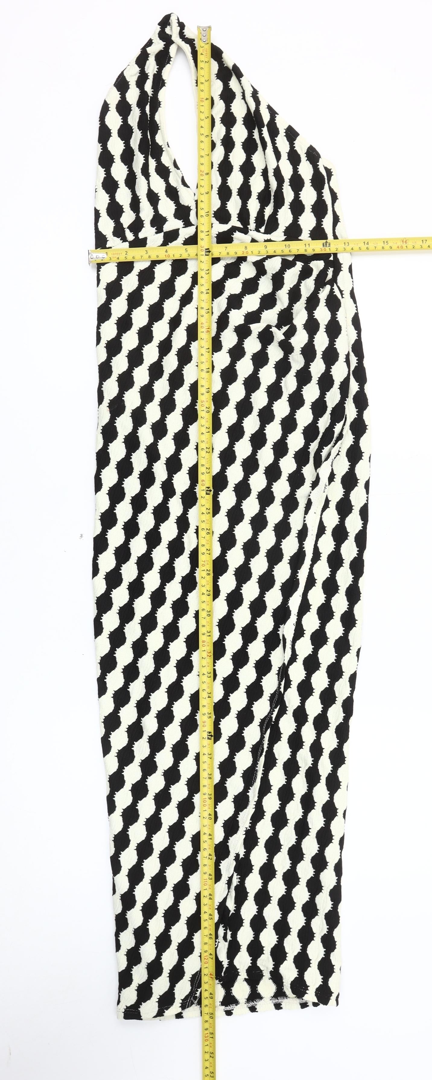 ASOS DESIGN Women’s Black White Halter Bodycon Midi Dress Size 10