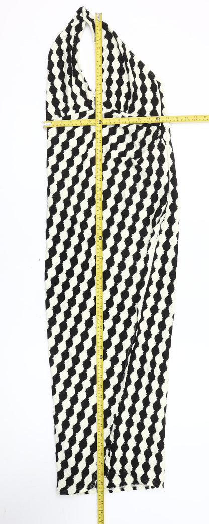 ASOS DESIGN Women’s Black White Halter Bodycon Midi Dress Size 10