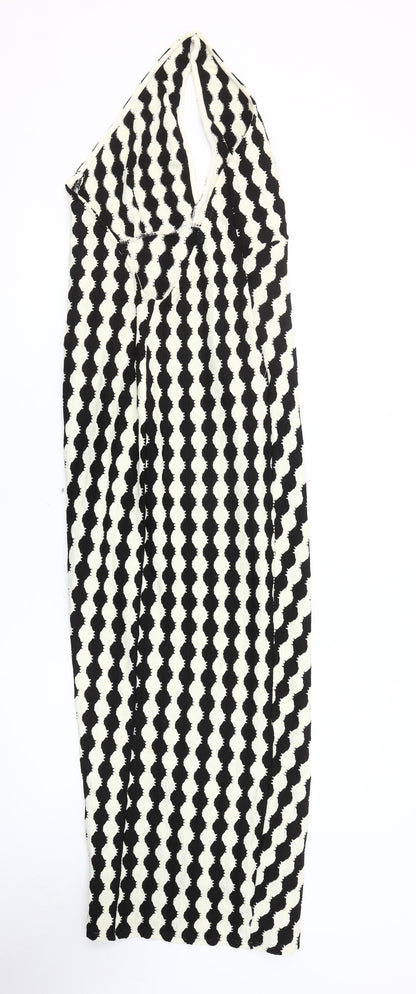 ASOS DESIGN Women’s Black White Halter Bodycon Midi Dress Size 10