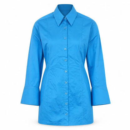 Zara Women’s Blue Shirt Dress Size 14 Collared 3/4 Sleeve Workwear