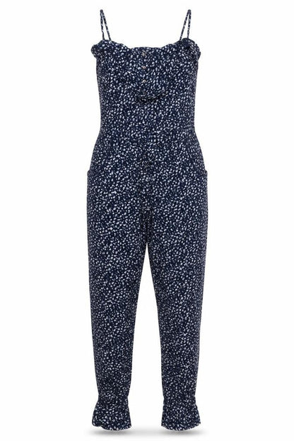 Marks and Spencer Women’s Blue Floral Cotton Sleeveless Jumpsuit UK 8