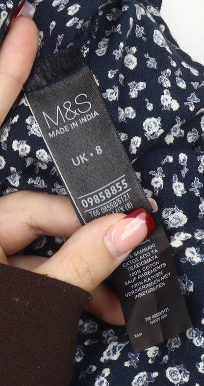 Marks and Spencer Women’s Blue Floral Cotton Sleeveless Jumpsuit UK 8