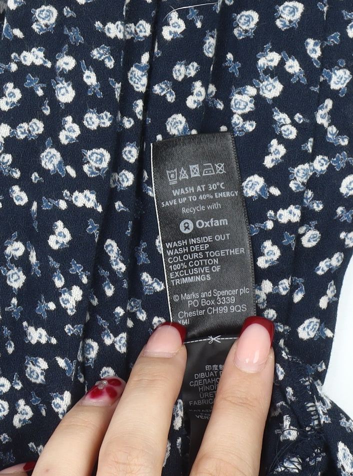 Marks and Spencer Women’s Blue Floral Cotton Sleeveless Jumpsuit UK 8