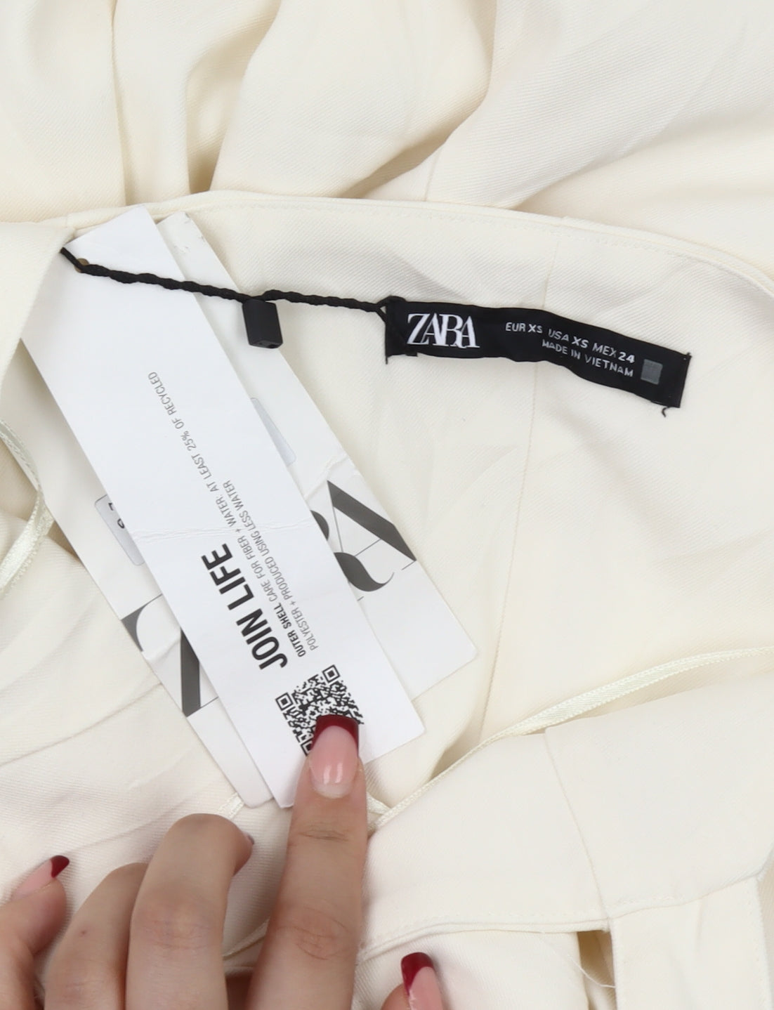 Zara Women Ivory Wide-Leg Sleeveless Belted Jumpsuit Size 6