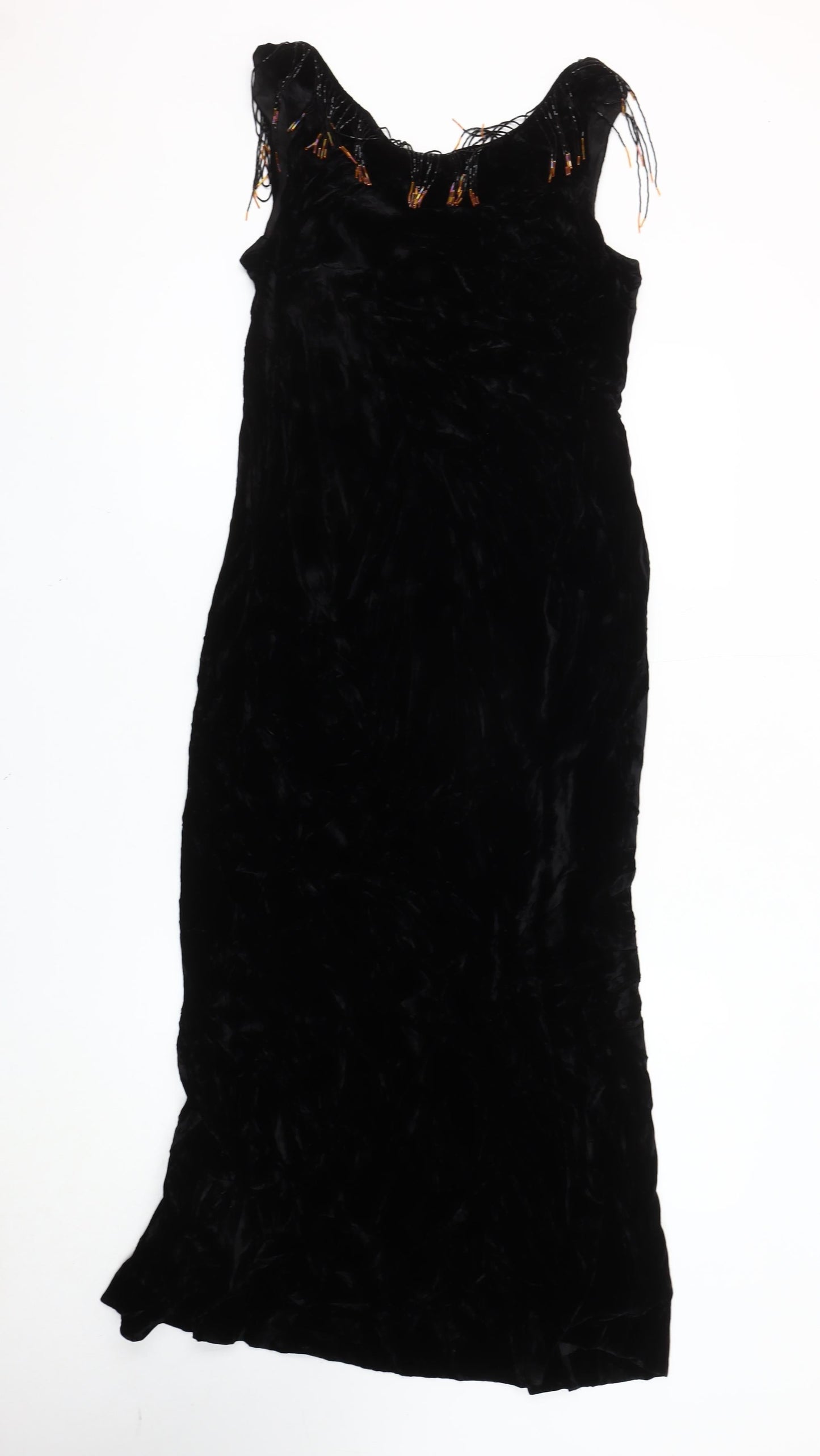 Country Casuals Women’s Black Beaded Velvet Sheath Dress Size 10
