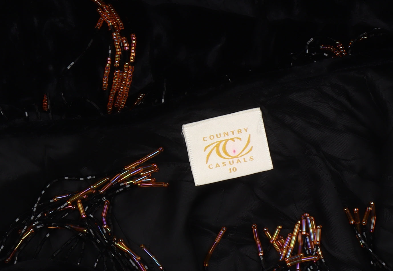 Country Casuals Women’s Black Beaded Velvet Sheath Dress Size 10