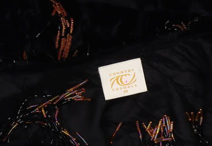 Country Casuals Women’s Black Beaded Velvet Sheath Dress Size 10