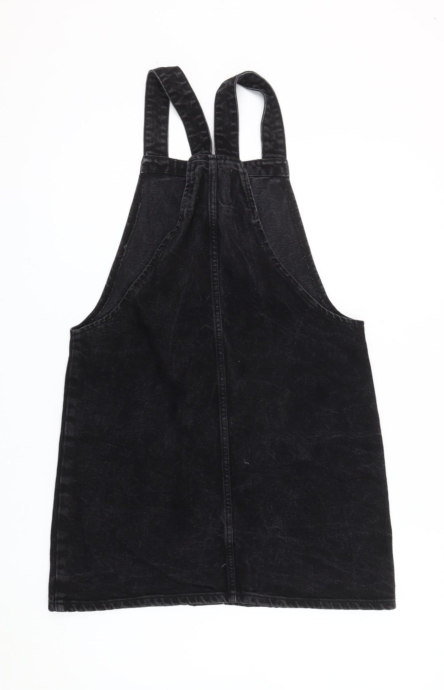 Denim Co Women Black Size 12 Pinafore Mini Dress Cotton