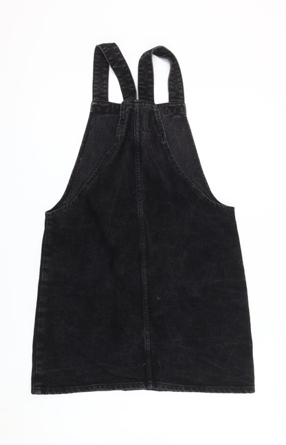 Denim Co Women Black Size 12 Pinafore Mini Dress Cotton