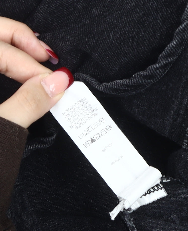 Denim Co Women Black Size 12 Pinafore Mini Dress Cotton