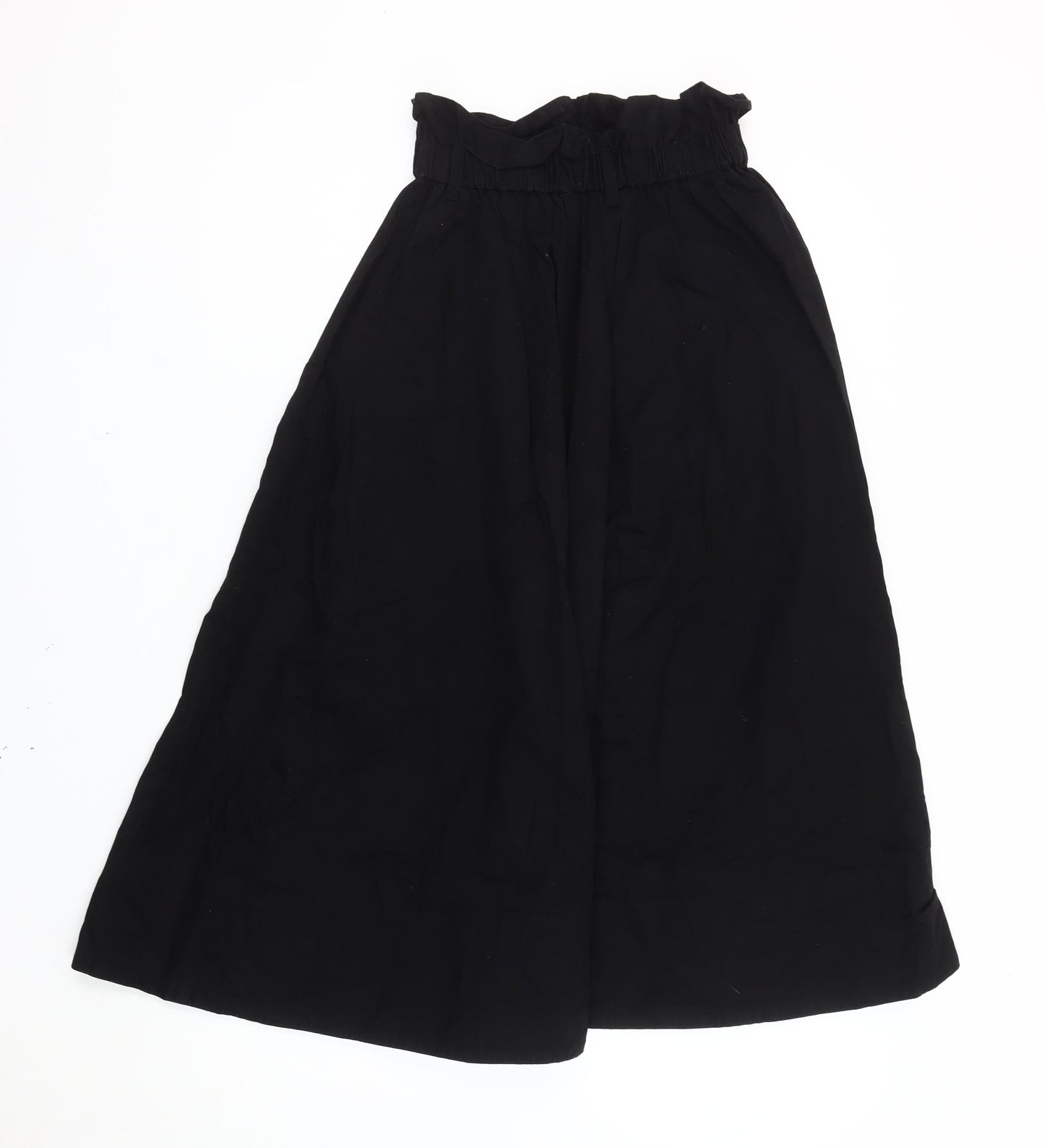 H&M Women’s Black XS A-Line Midi Skirt Cotton Elastic Waist