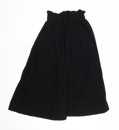 H&M Women’s Black XS A-Line Midi Skirt Cotton Elastic Waist