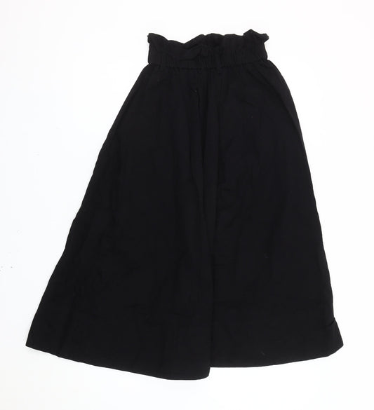 H&M Women’s Black XS A-Line Midi Skirt Cotton Elastic Waist