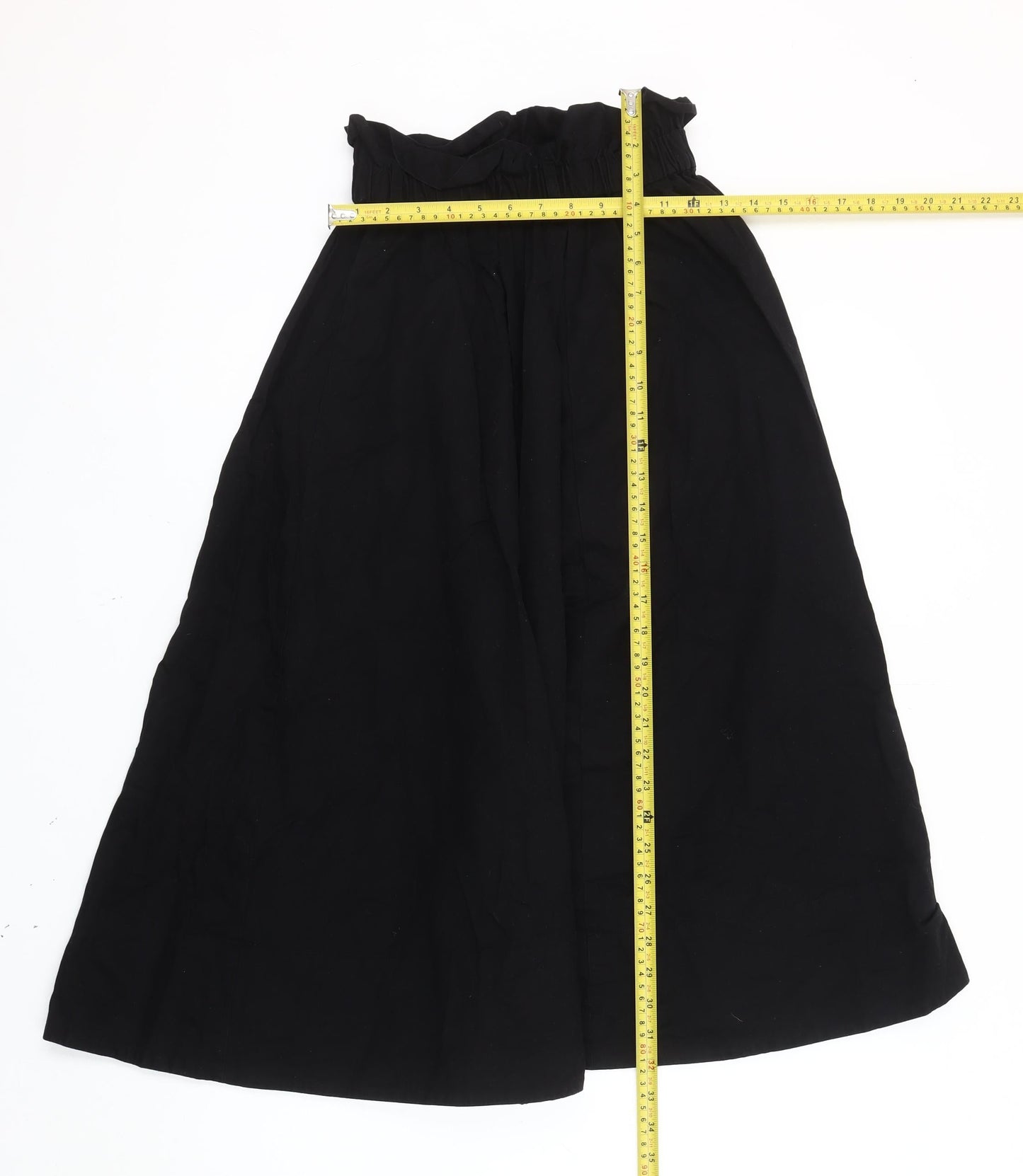 H&M Women’s Black XS A-Line Midi Skirt Cotton Elastic Waist