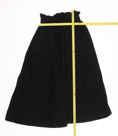 H&M Women’s Black XS A-Line Midi Skirt Cotton Elastic Waist