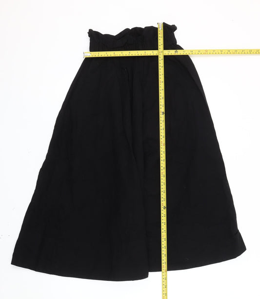 H&M Women’s Black XS A-Line Midi Skirt Cotton Elastic Waist